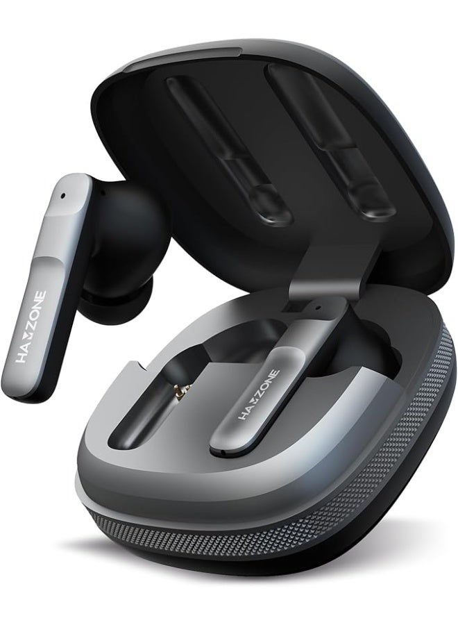 هامزون سماعات أذن لاسلكية بتقنية بلوتوث 5.3، صوت ستيريو بجهير عميق، مزودة بأربعة ميكروفونات مع تقنية ENC مكبر صوت نحاسي 13 مم، علبة شحن مع شاشة عرض LED للطاقة، شحن سريع Type-C، مقاومة للماء، سماعات مناسبة للألعاب والرياضة والموسيقى - Image 1